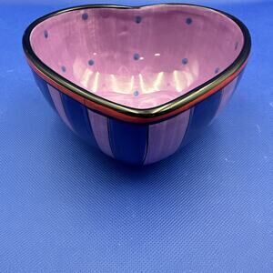 Catzilla‎ Candace Reiter Heart Shape Bowl Cat Kitten Love Romance Colorful 6.5"